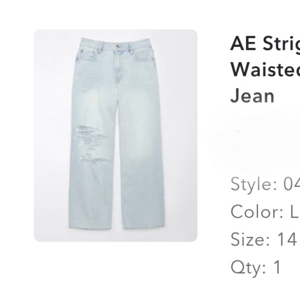 American Eagle Outfitters Light Wash Wide-Leg Jeans, 14 Petite - Picture 7 of 8